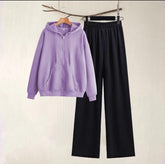 lilac zipper and black flapper Winter (track suit)